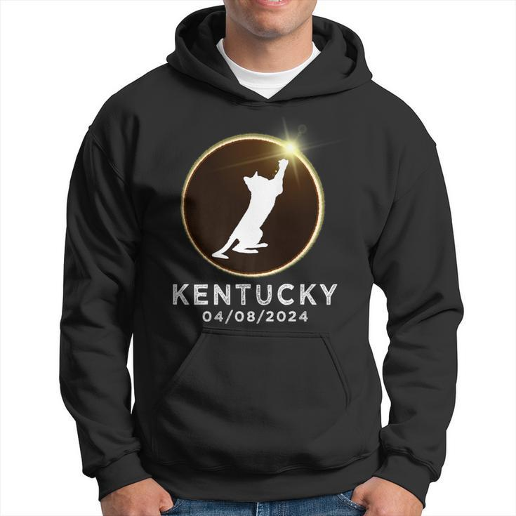 Cat Playing Fire Ring Total Solar Eclipse 2024 Kentucky Hoodie