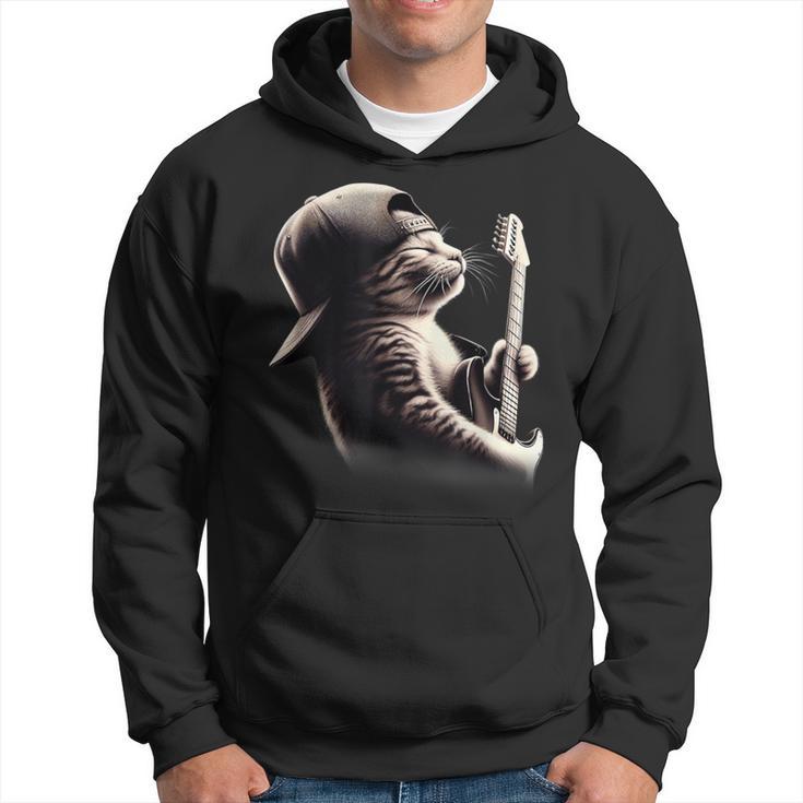 Cat Playing Guitar Rock Music Guitar Cat Hoodie