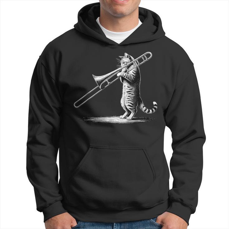 Cat Playing Trombone Player Trombonist Instrument Hoodie