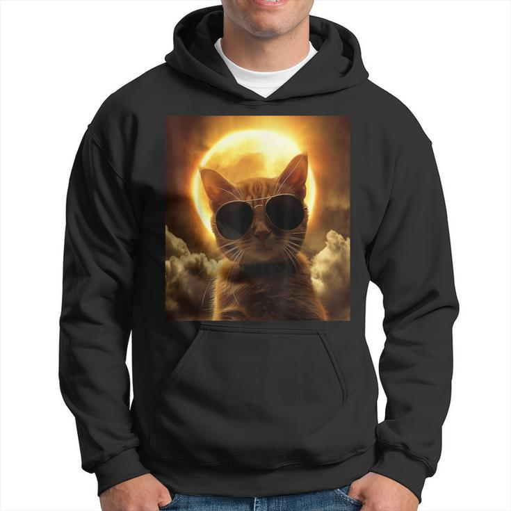 Cat Taking A Selfie With Solar Eclipse Wearing Sunglasses Hoodie