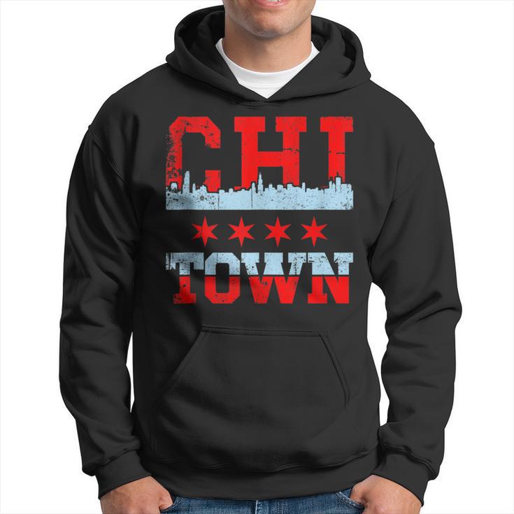 Chi Town Chicago Souvenir Skyline Flag Hoodie