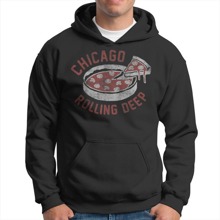 Chicago Rolling Deep Dish Pizza Vintage Graphic Hoodie