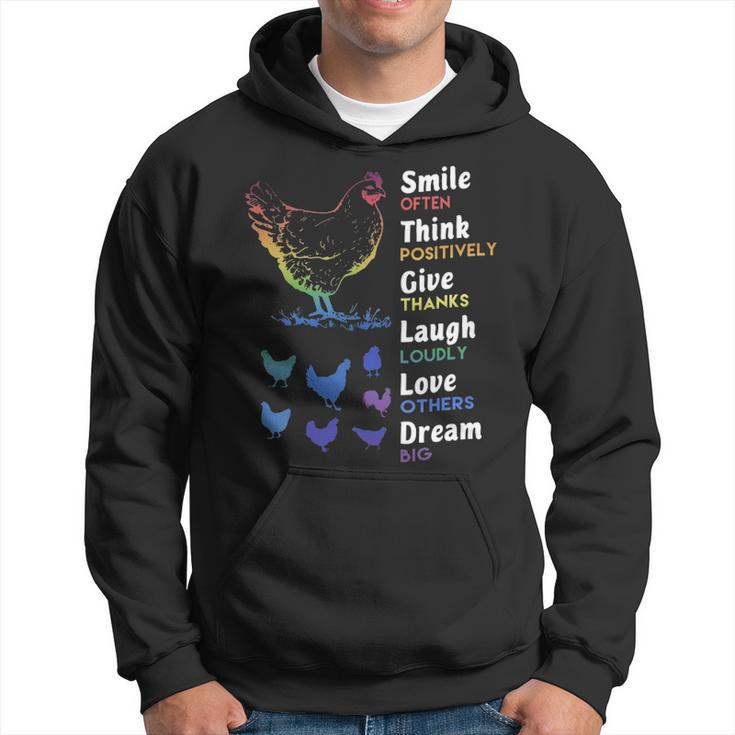 Chicken Smile Often Think Positively Give Thanks Laugh Loudly Love Others Dream Big Hoodie