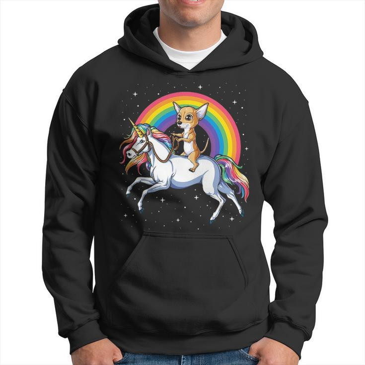 Chihuahua Riding Unicorn Women Girls Rainbow Galaxy Hoodie