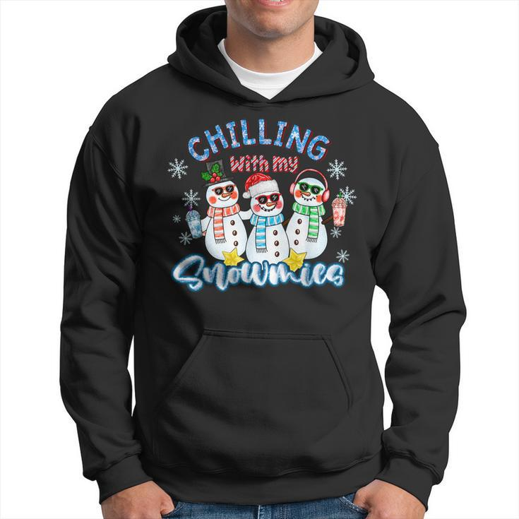 Chillin With My Snowmies Santa Snowman Ugly Christmas Hoodie
