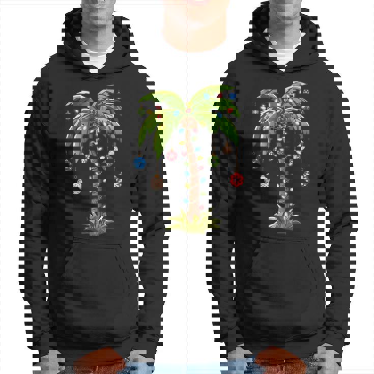 Christmas Palm Tree Light Hawaiian Tropical Xmas Hoodie