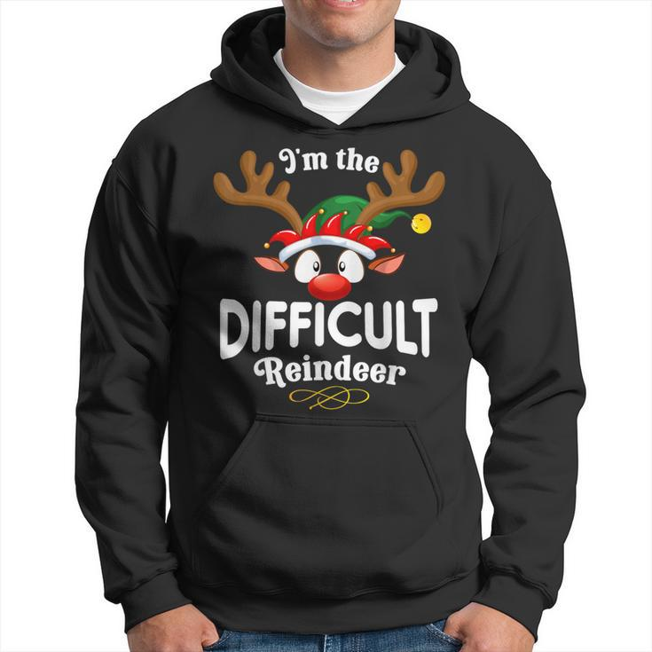 Christmas Pjs Difficult Xmas Reindeer Matching Hoodie