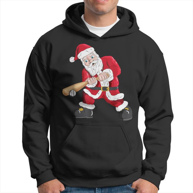 Christmas Santa Claus With Baseball Bat Baseball Hoodie