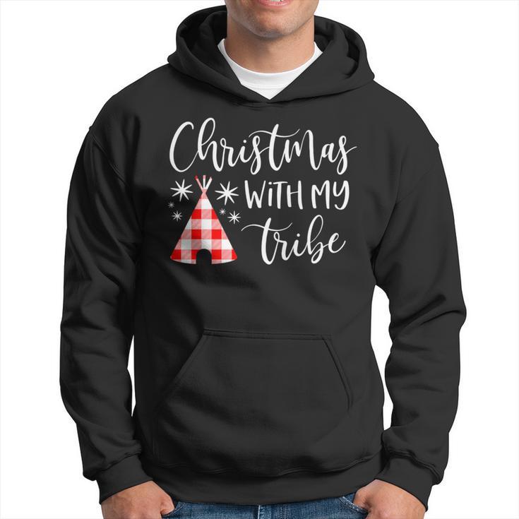 Christmas With My Tribe Family Pajamas Buffalo Plaid Hoodie