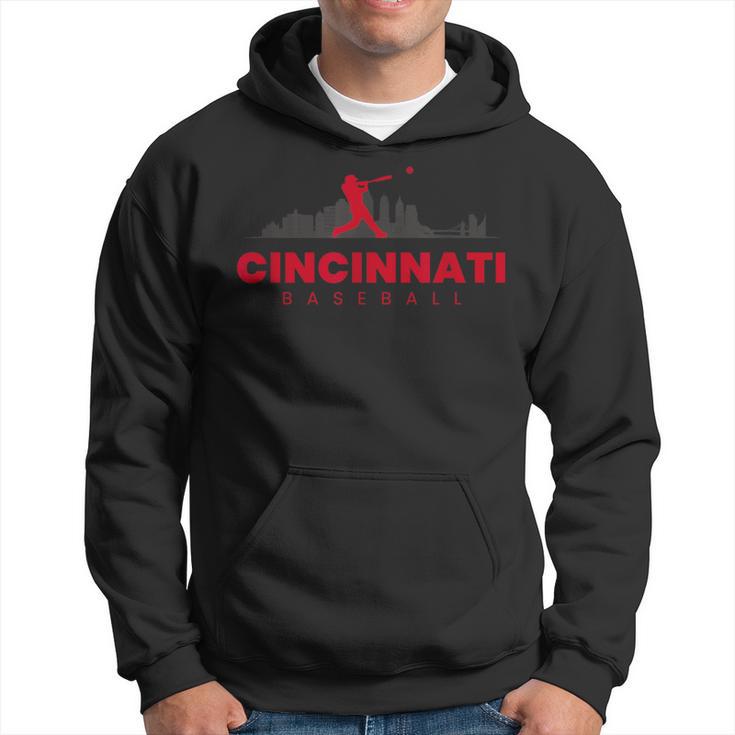 Cincinnati Baseball Minimalist City Skyline Baseball Lover Hoodie