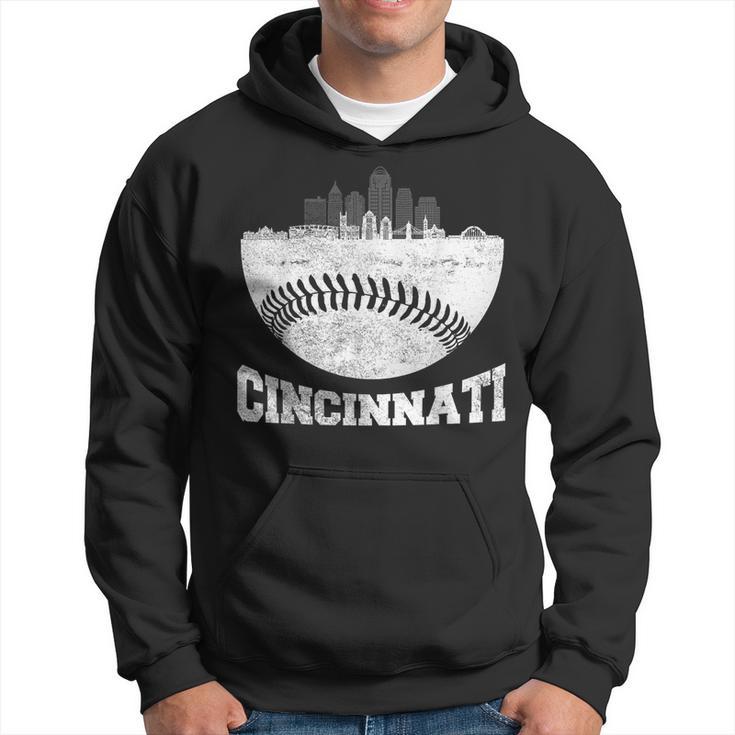 Cincinnati Skyline Retro Cincinnati Baseball Vintage Hoodie