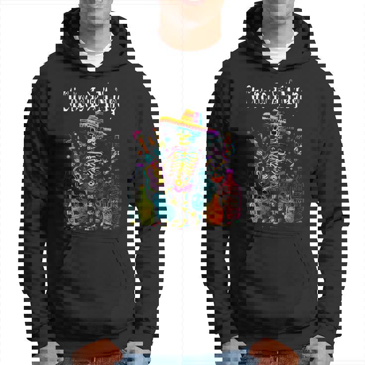 Cinco De Mayo Fiesta Mexican Skeleton Guitar Sombrero Hoodie