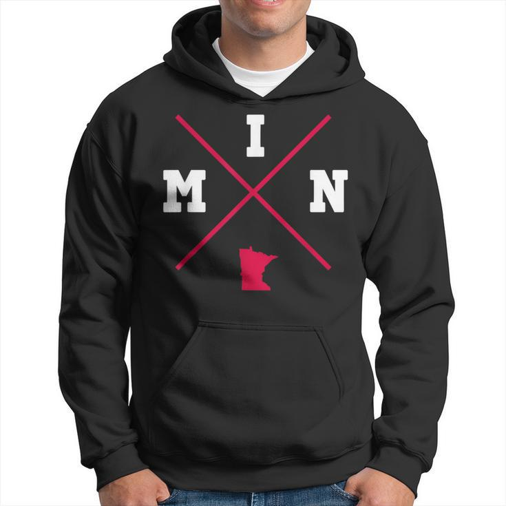 Classic Min Minnesota Red Vintage State Outline Hoodie