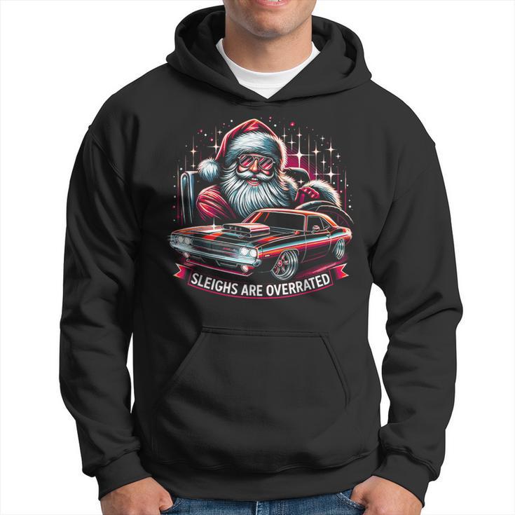 Classic Muscle Car Santa Hotrod V8 Enthusiast Christmas Hoodie