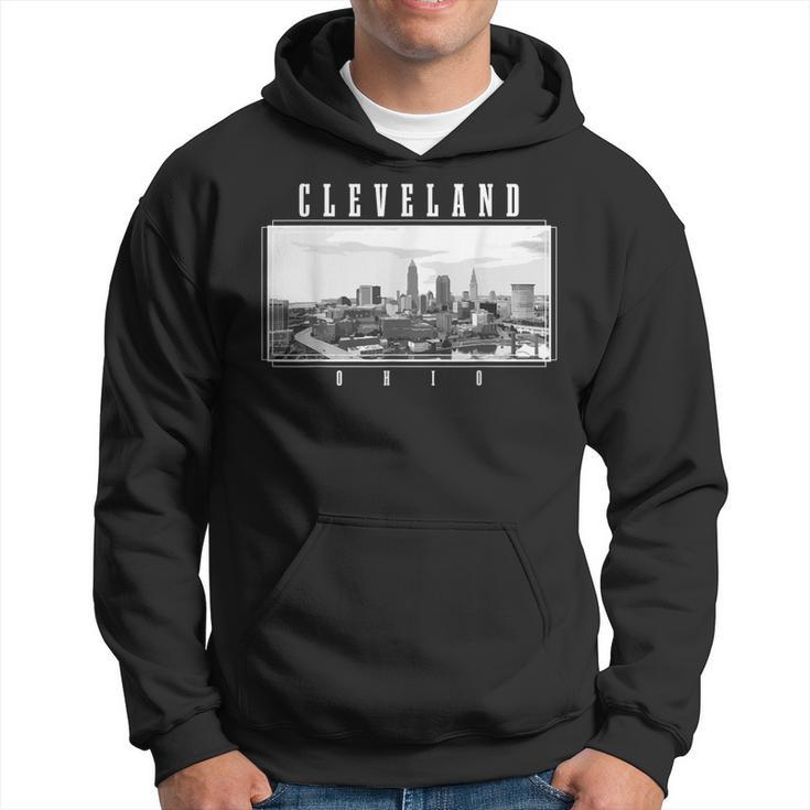 Cleveland Ohio Skyline Pride Black & White Vintage Cleveland Hoodie