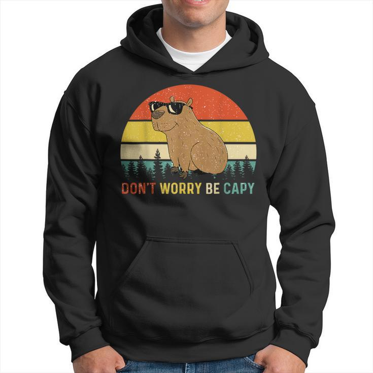 Cool Capybara Don't Worry Be Cappy Vintage Rodent Meme Hoodie