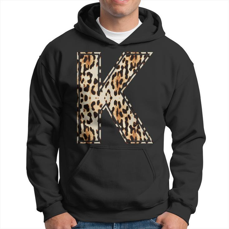 Cool Letter K Initial Name Leopard Cheetah Print Hoodie