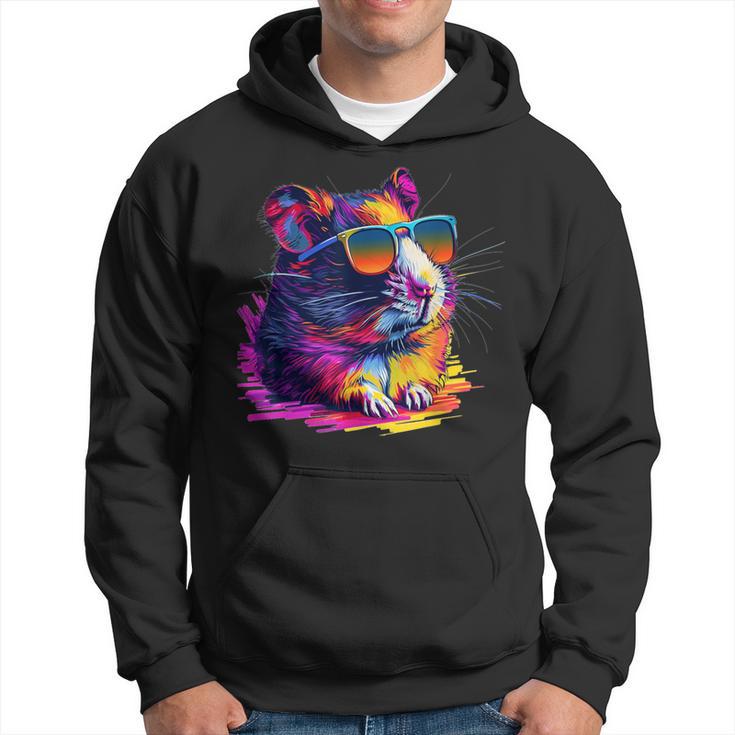 Cool Looking Hamster With Multicolor Sunglasses Outfit Hoodie