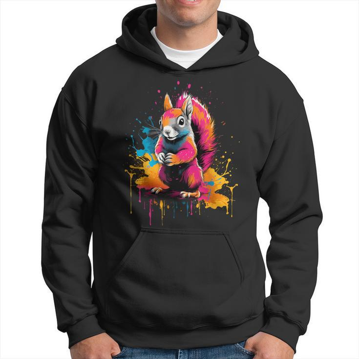 Cool Squirrel On Colorful Painted Squirrel Hoodie