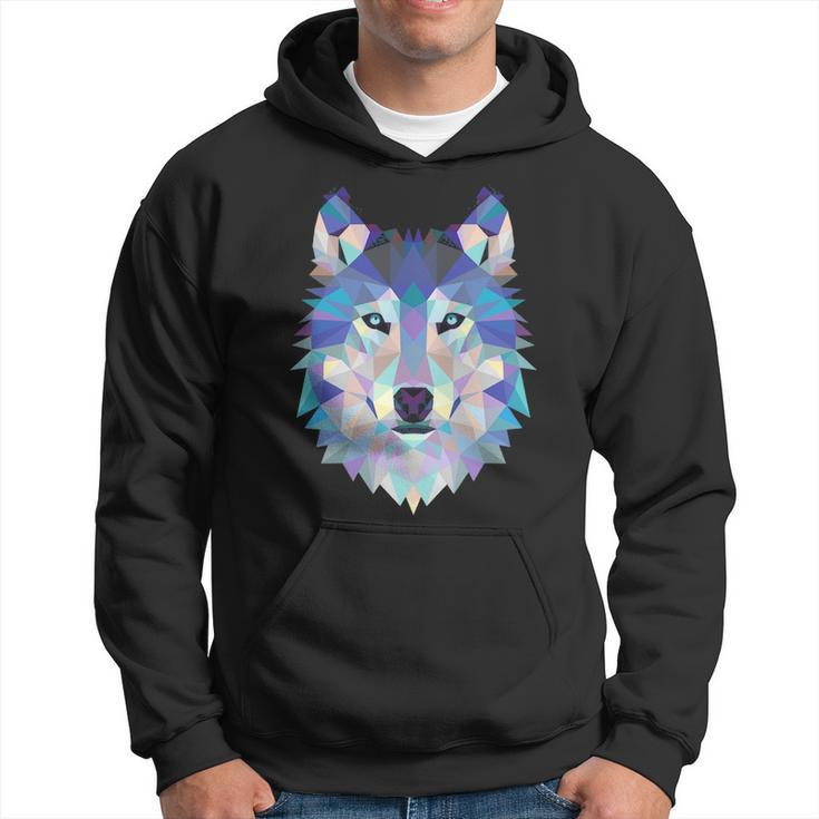 Cool Unique Wolf Geometric Graphic Animal Sweat Hoodie