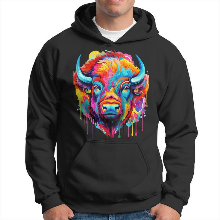 Cooles Bison-Kopf- Mit Hellen Farben Hoodie