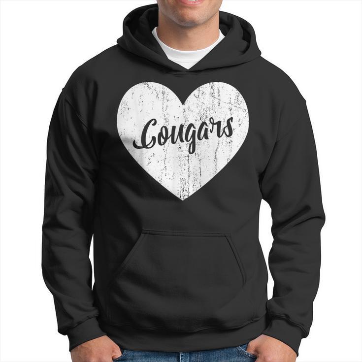 Cougars School Sports Fan Team Spirit Mascot Cute Heart Hoodie