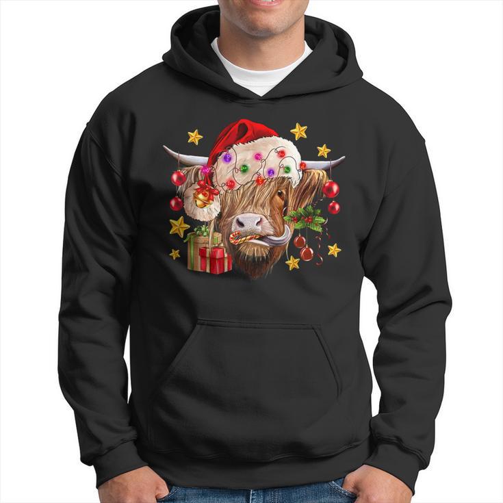 Cow Christmas Santa Hat Lights Christmas Tree Christmas Cow Hoodie