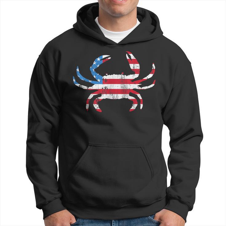 Crab Vintage American Flag Hoodie