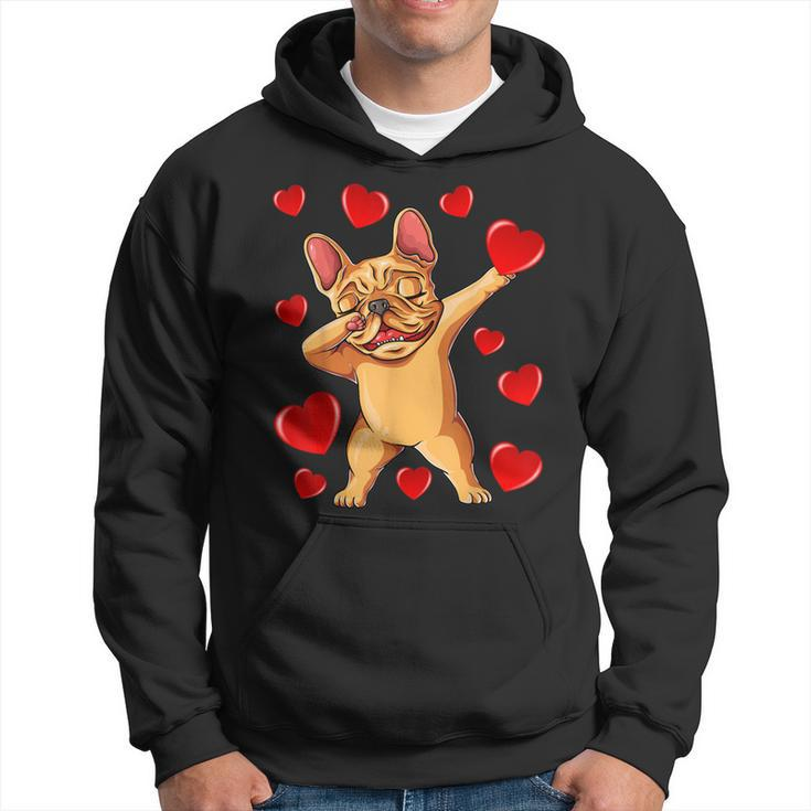 The Cream French Bulldog Dabbing Heart Valentines Day Hoodie