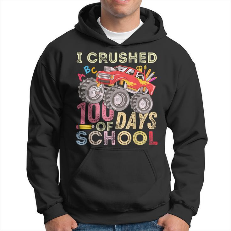 I Crushed 100 Days Of School For Boys Monster Truck 100 Day Hoodie