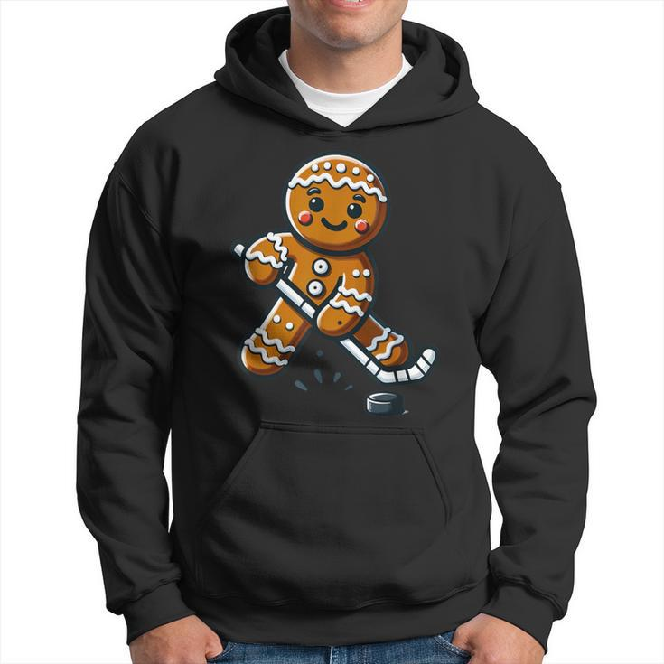 Cute Gingerbread Man Hockey Player Hockey Christmas Kid Boys Hoodie