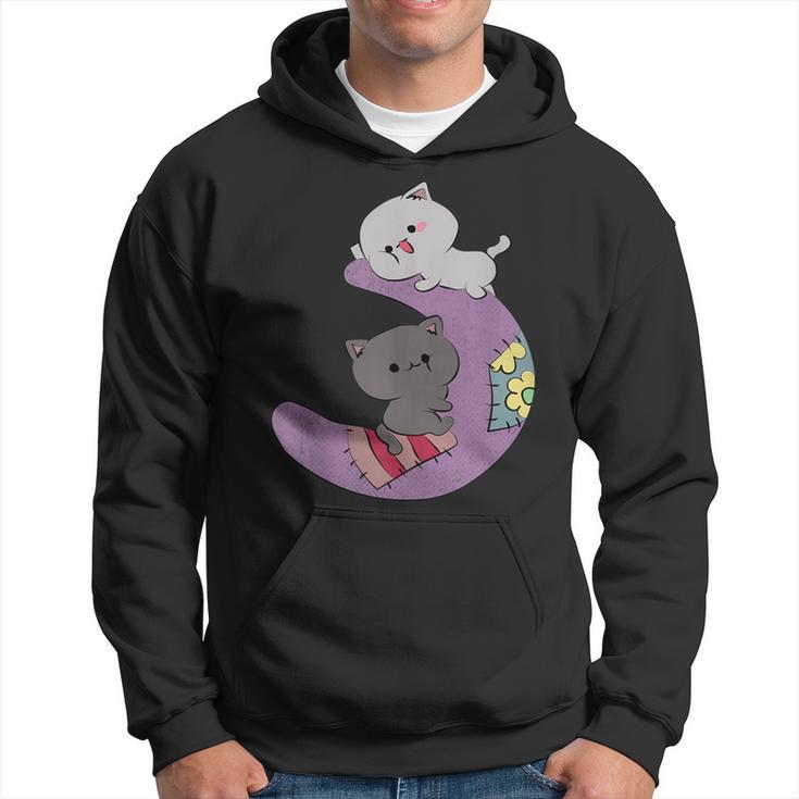 Cute Kawaii Cat Anime Cute Cats On Purple Moon Hoodie