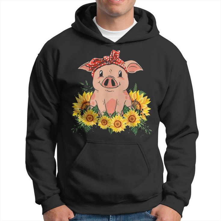 Cute Pig Bandana Sunflower Hoodie