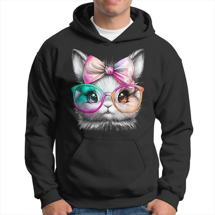 Cute Rabbit With Glasses Tie-Dye Easter Day Bunny Hoodie