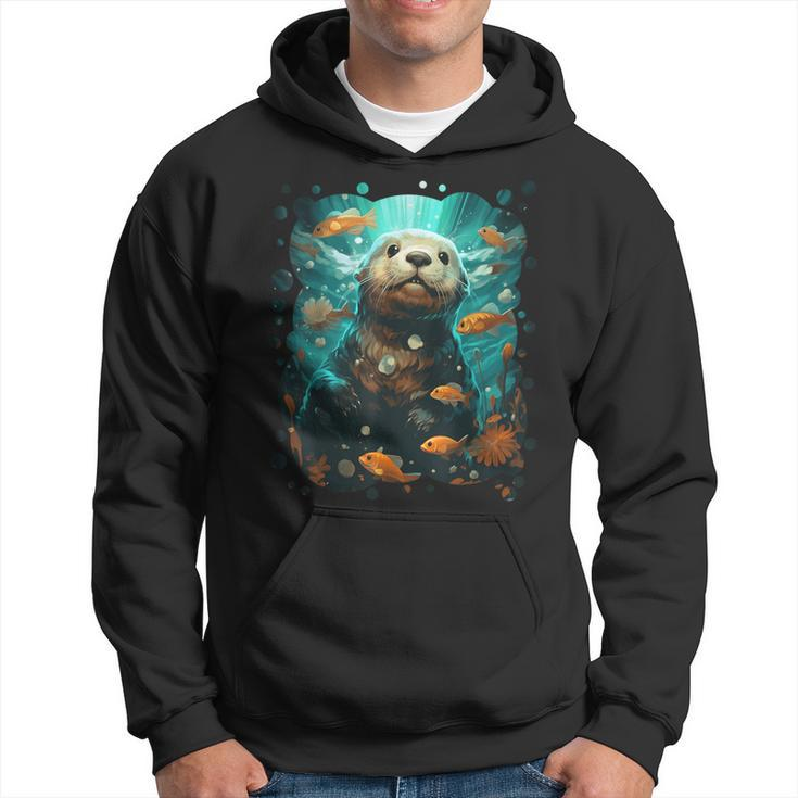 Cute Sea Otter Animal Nature Lovers Graphic Hoodie