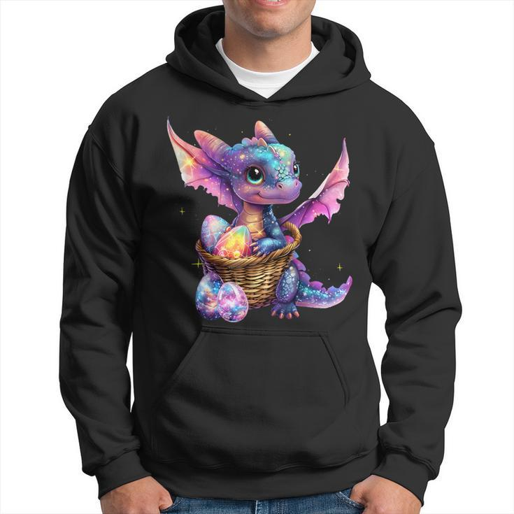 Cute Space Dragon Collecting Easter Eggs Basket Galaxy Theme Hoodie