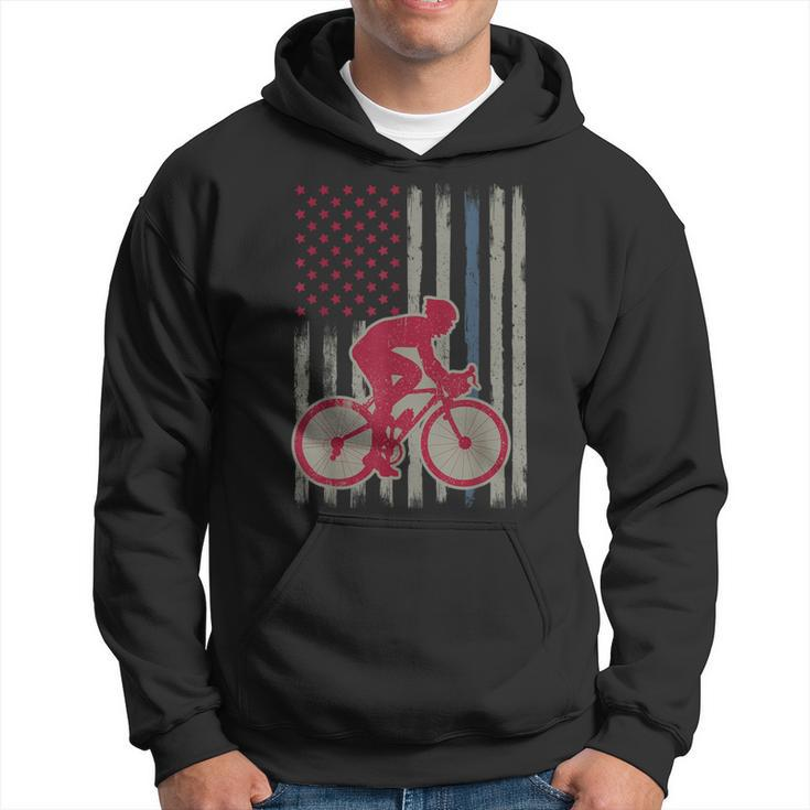 Cycling American Flag Patriotic Usa 4Th Of July Vintage Hoodie