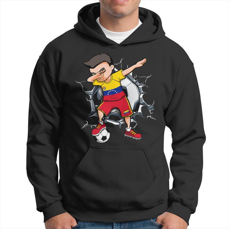 Dabbing Soccer Boy Venezuela Football Fans Ball Cracked Wall Hoodie