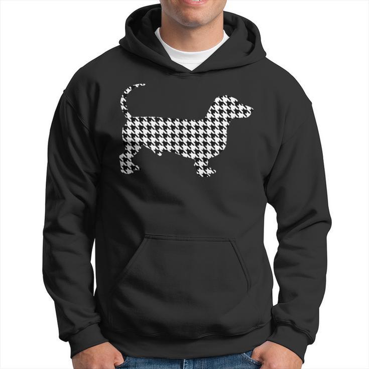 Dachshund Weenie Dog Houndstooth Pattern Black White Hoodie