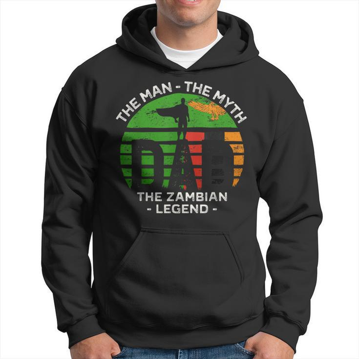 Dad The Man The Myth The Zambian Legend Zambia Vintage Flag Hoodie