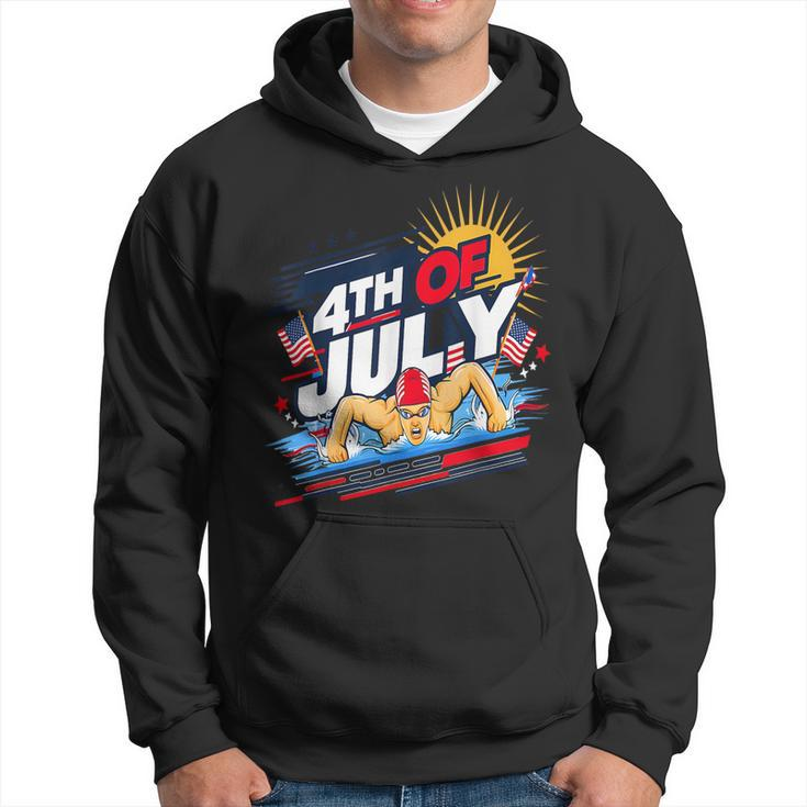 Dad Swimmer American Pride Father's Day & 4Th Of July Hoodie