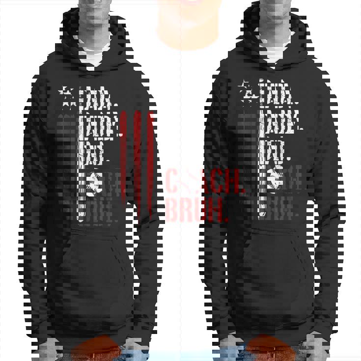 Dada Daddy Dad Bruh American Flag Baseball Coach Fathers Day Hoodie