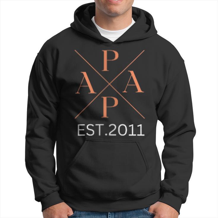 Damen Lustiger Papa Est 2011 Papa Seit 2011 Papa 2011 Mit-Ausschnitt Kapuzenpullover