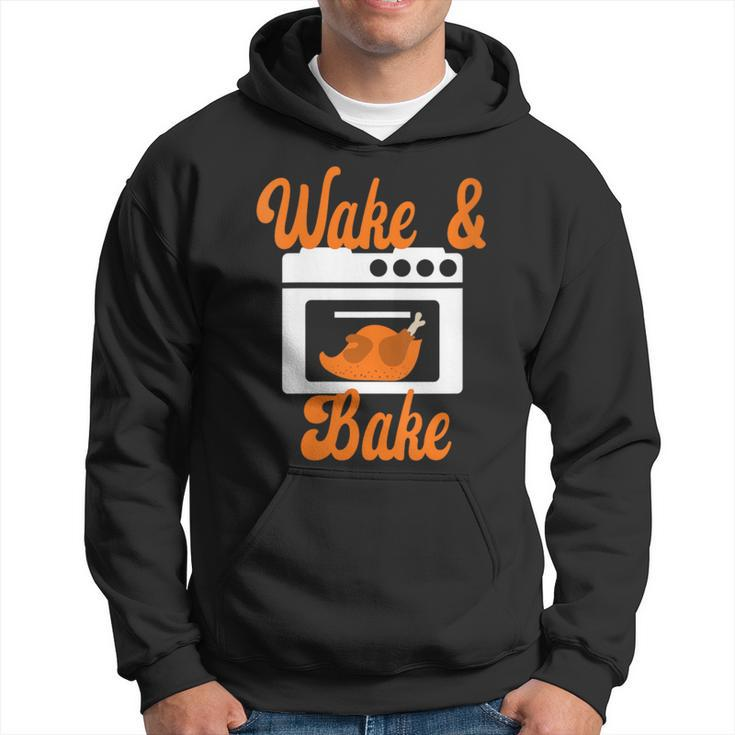 Damen Wake & Bake Thanksgiving Truthahn Lustiger Papa Witz Friendsgiving Mit-Ausschnitt Kapuzenpullover