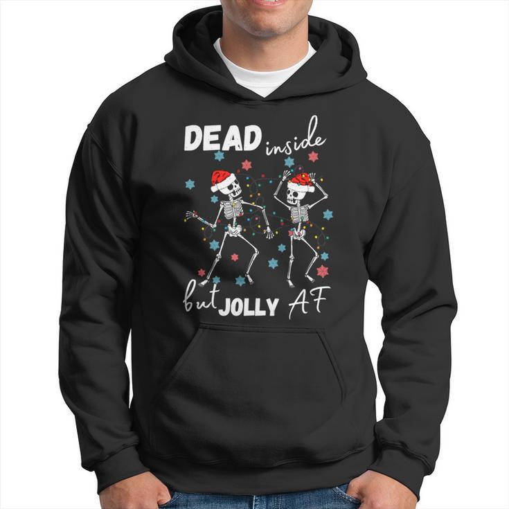 Dancing Skeleton Dead Inside But Jolly Af Christmas Costume Hoodie