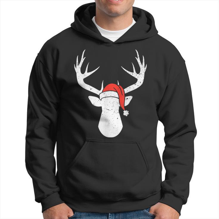 Deer With Santa Hat Christmas Pajama Hunting Hunter Xmas Hoodie