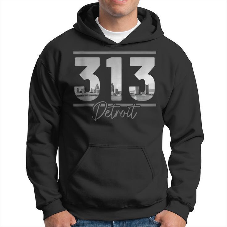 Detroit 313 Area Code Skyline Michigan Vintage Hoodie