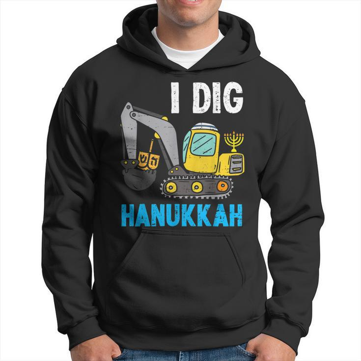 I Dig Hanukkah Excavator Construction Toddler Hanukkah Boys Hoodie