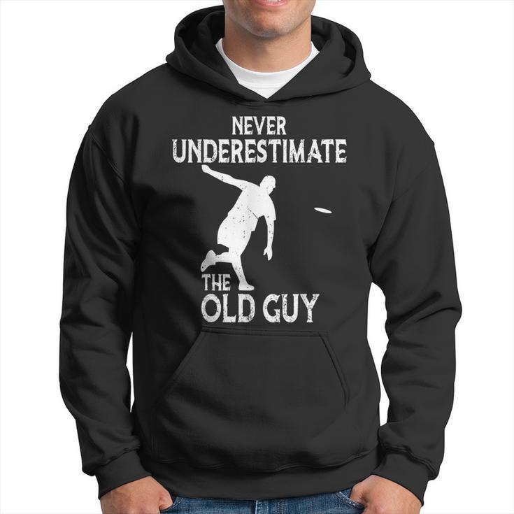 Disc Golf Never Underestimate The Old Guy Frolf Tree Golfing Hoodie