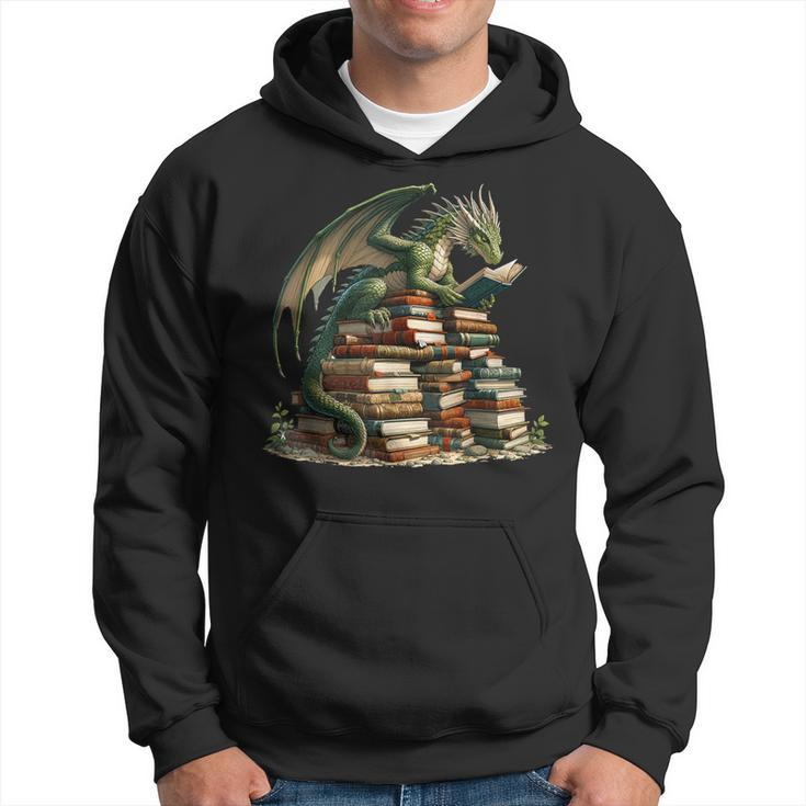 Distressed Bookworm Dragons Reading Book Dragons And Books Hoodie